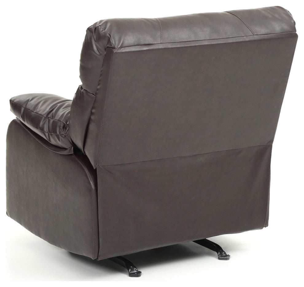 Clarke Rocker Recliner, Brown/Faux Leather