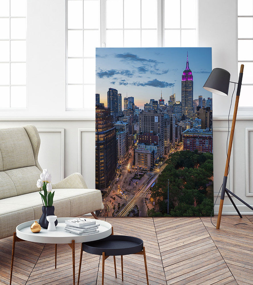 "Manhattan Skyline at Twilight" Museum Mounted Canvas Print, 30"x40"