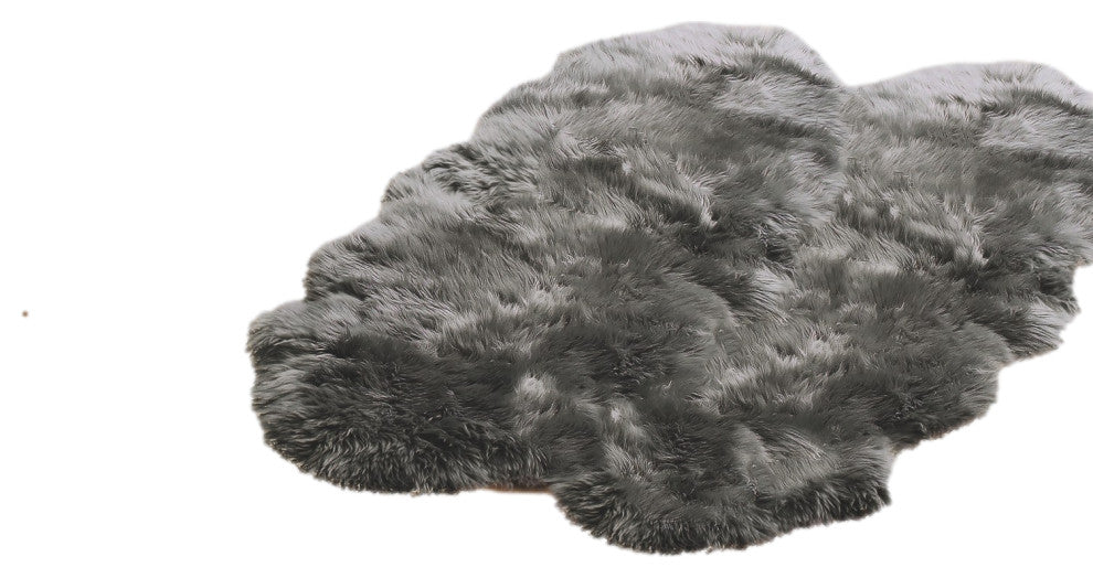 HomeRoots 48" x 72" Gray Quattro Sheepskin Wool Area Rug