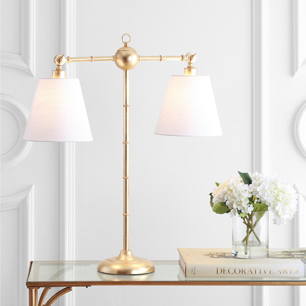 Ruth 2-Light Contemporary Farmhouse Adjustable Metal Library LED Table Lamp