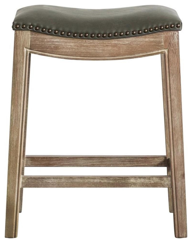 New Pacific Direct Elmo 24.5" Bonded Leather Counter Stool in Gray