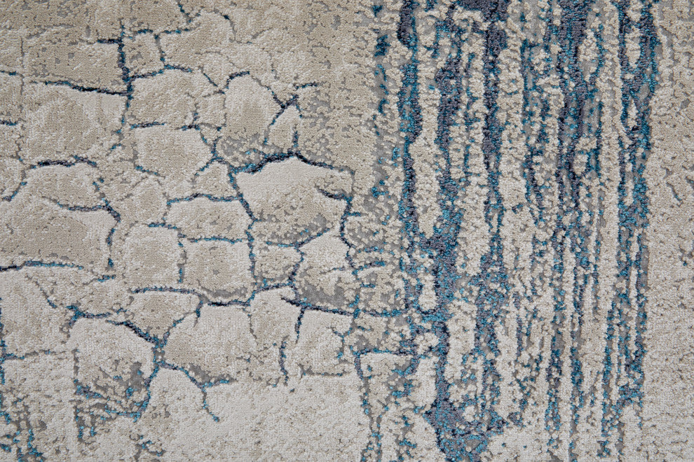 Weave & Wander Armada Contrasting Blue/Beige Rug, 2'10"x7'10" Runner