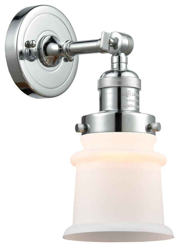 Small Canton 1-Light Sconce, Polished Chrome, Matte White