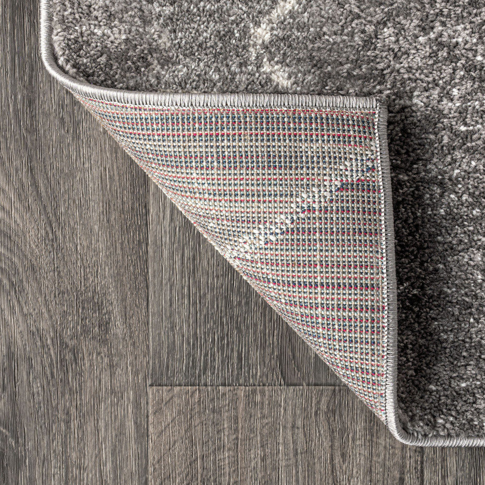 Alia Moroccan Beni Souk Area Rug, Gray/Cream, 2'x8'