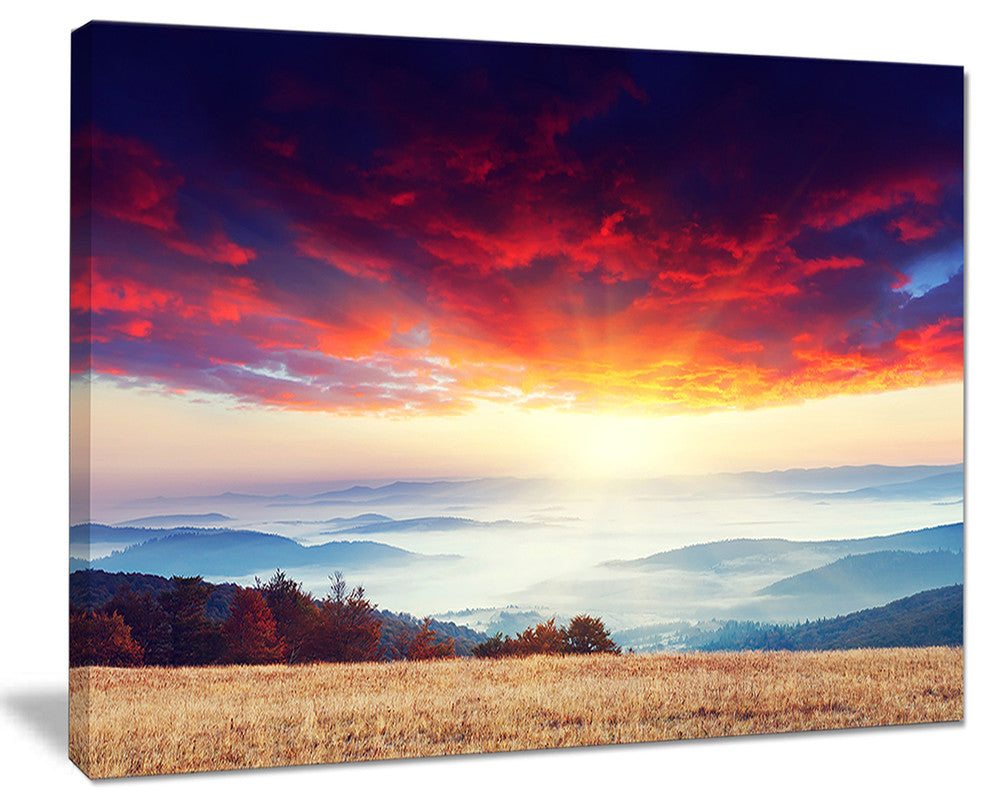 "Colorful Clouds and Foggy Hills" Landscape Photo Wall Art, 40"x30"