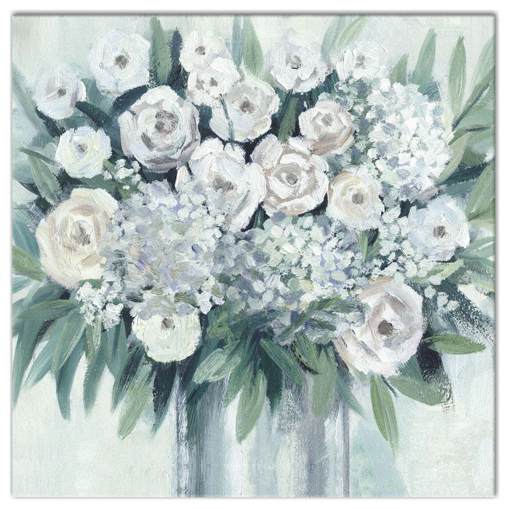 Roses and Hydrangeas Bouquet 2 24x24 Canvas Wall Art