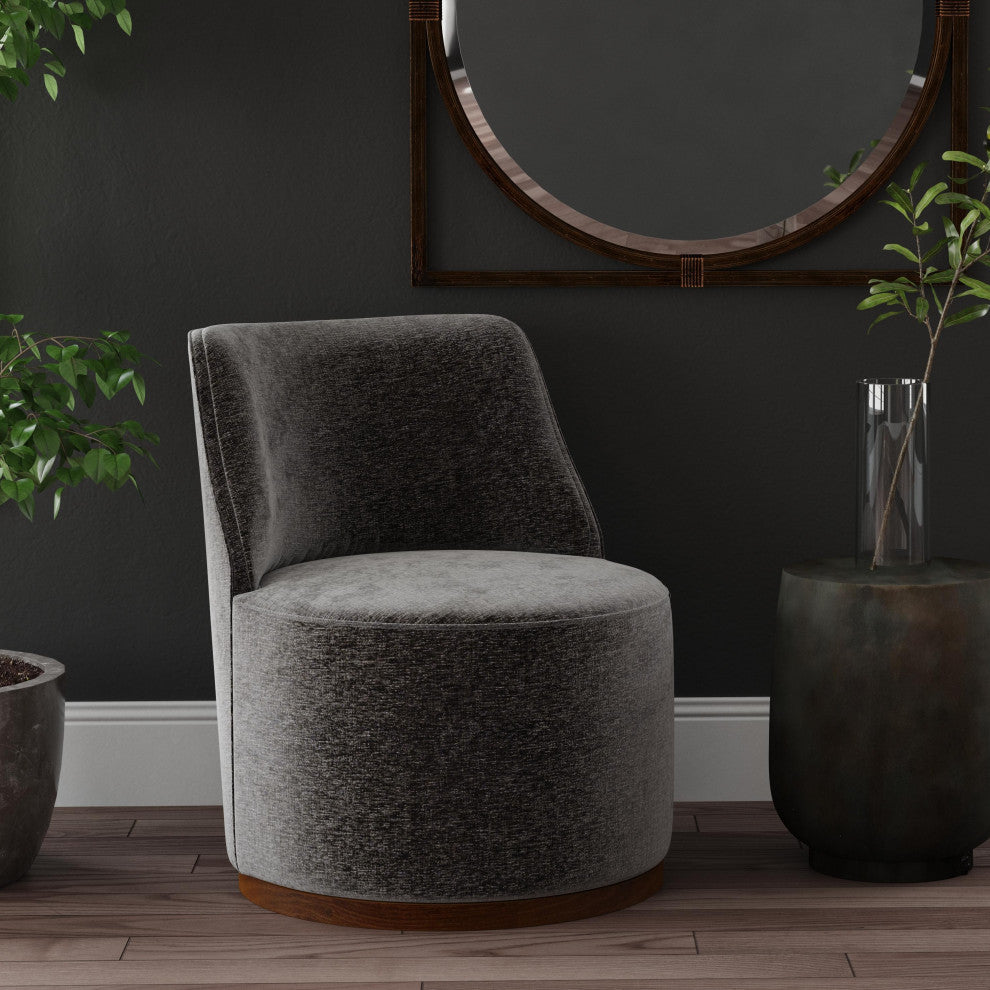 VintagÐµ ModÐµrn Charcoal AccÐµnt Chair  BurkÐµ  SwivÐµl BasÐµ