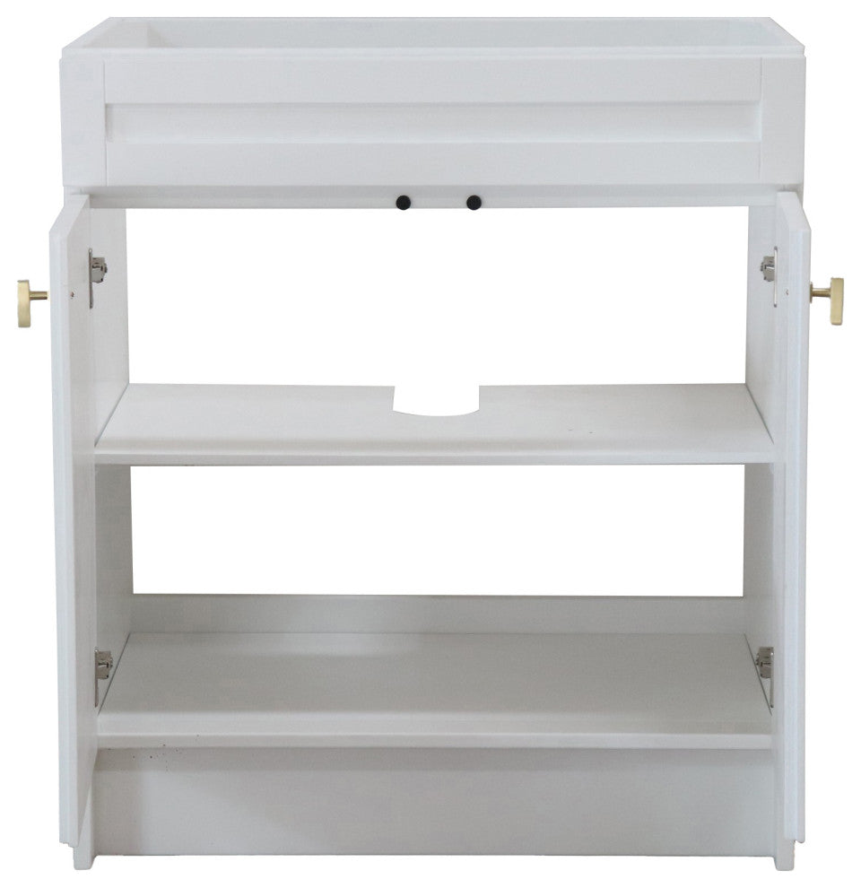 SmartFold 30" Single Sink Vanity Cabinet, White Finish, Gold Hardware