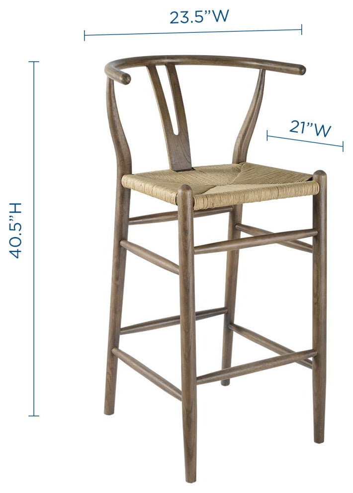 Bar Stool Chair Barstool, Wood, Gray, Modern, Bar Cafe Bistro Restaurant