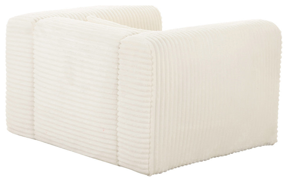 Tarra Fluffy Oversized Corduroy Armchair, Cream
