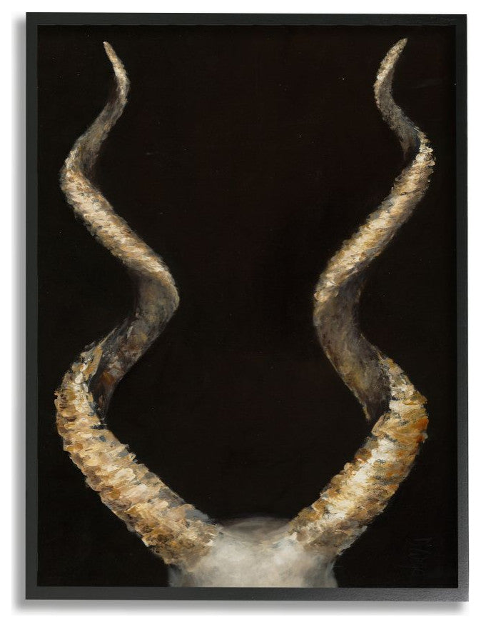 Goat Horns Shadow Black Gold Animal Painting, 24"x30"