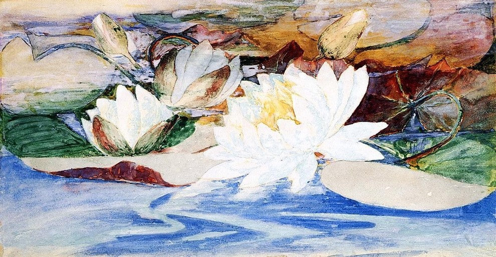 John La Farge Waterlilies, 15"x30" Wall Decal Print