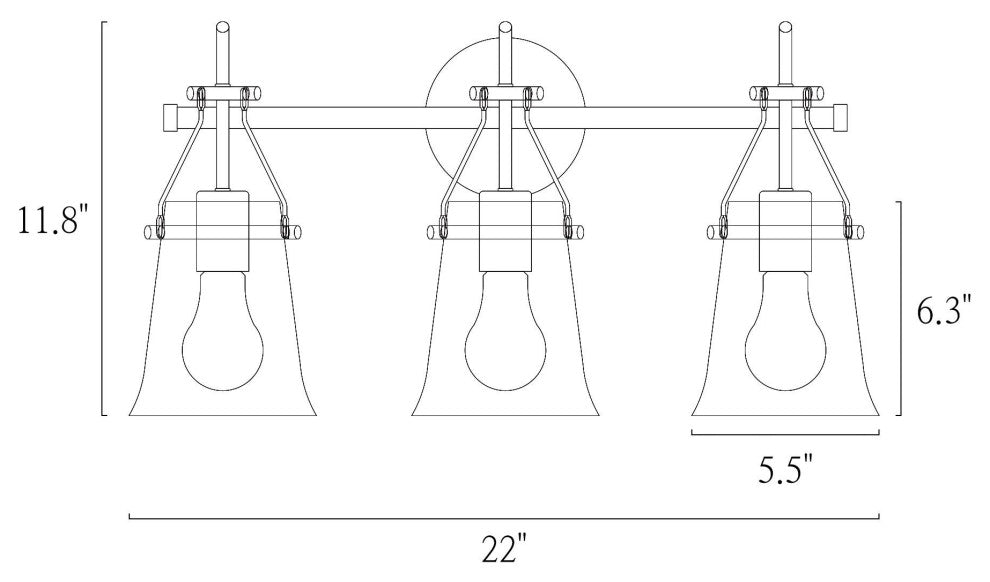 LNC Polished Gold Modern Seeded-Glass Wall Sconce, 3 Lights