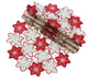 Candy Cane Poinsettia Embroidered Cutwork Christmas Doilies, 8'''' Round, Set of 4