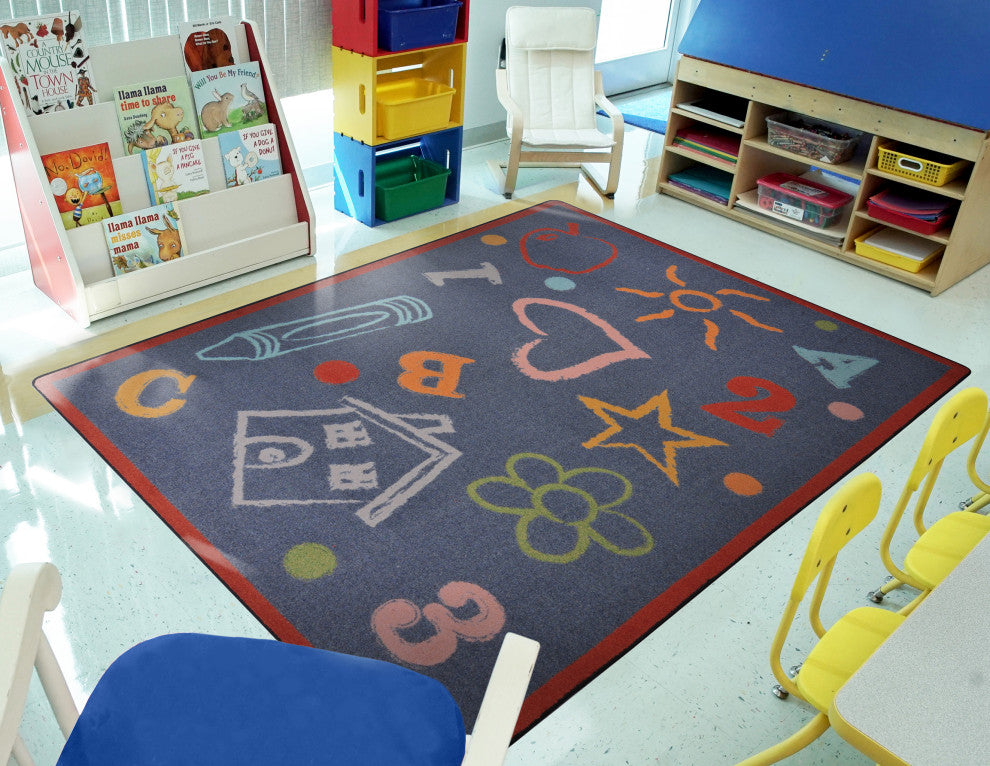 Playful Patterns Rug, Kid's Art, Chalkdust, 3'10"x5'4"
