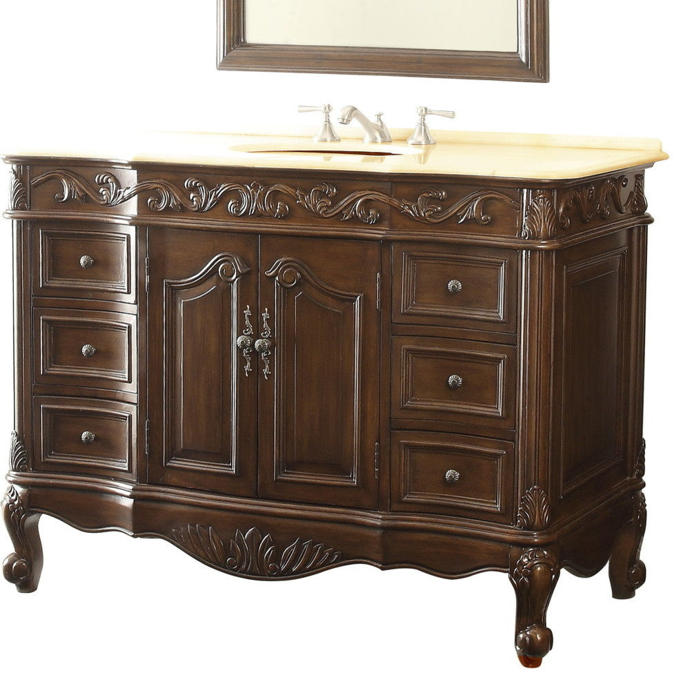 48" Cream Marble Top Classic-Style Beckham Bathroom Sink Vanity