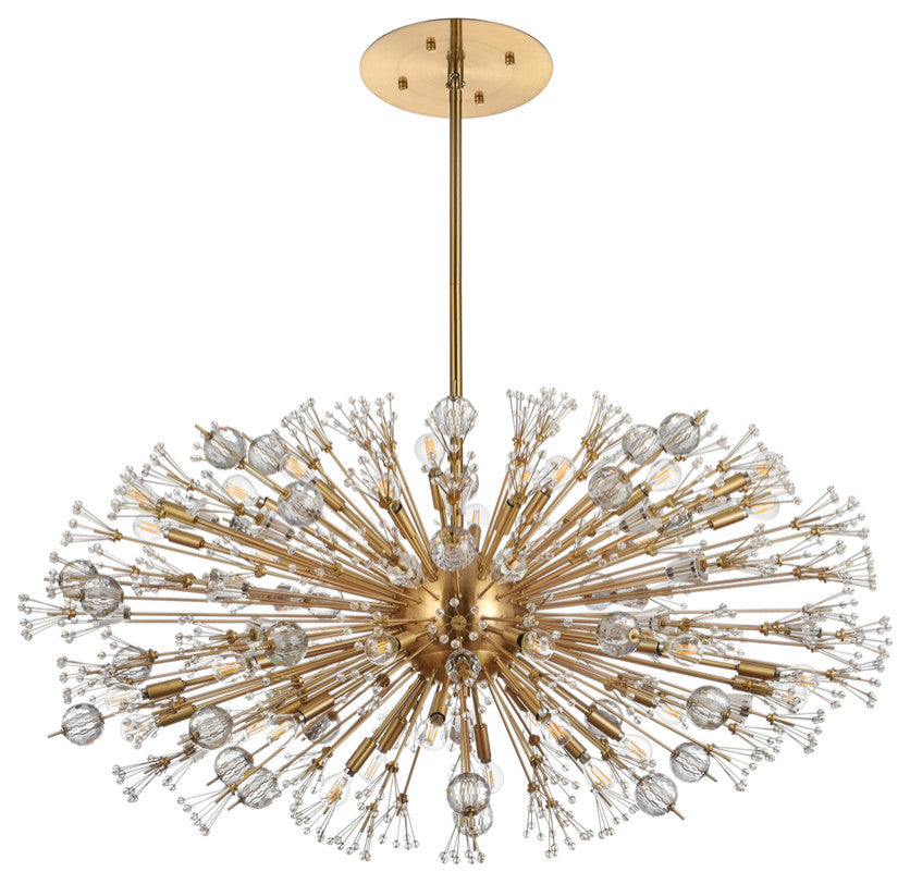 Victor 48" Crystal Starburst Oval Pendant, Gold