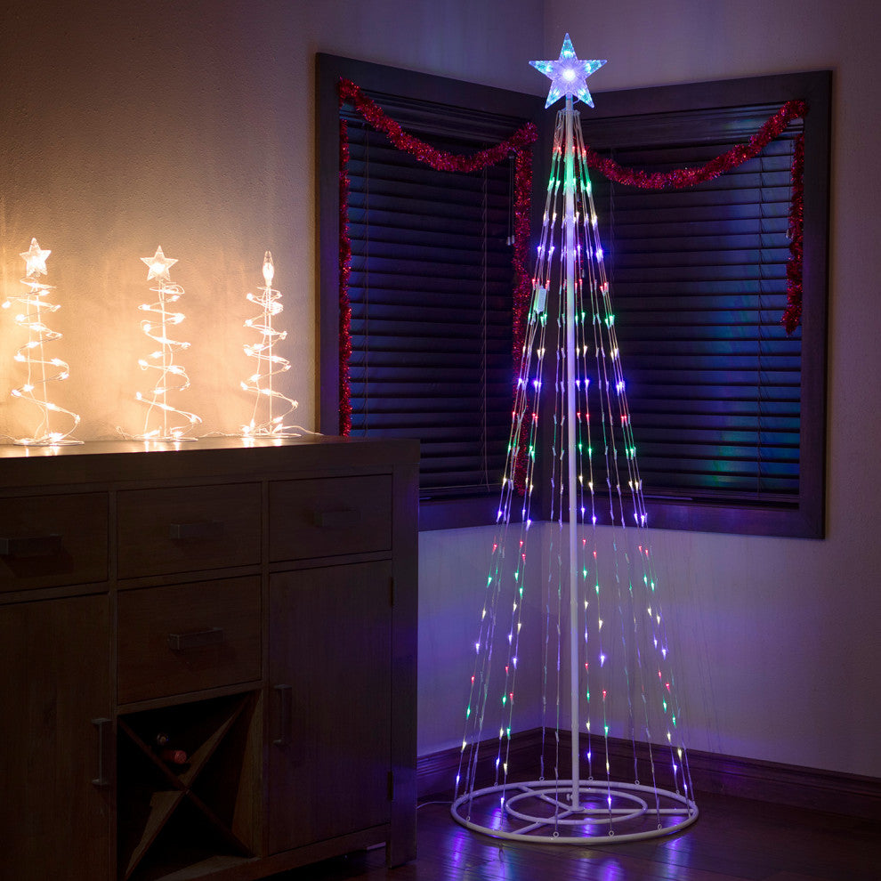 86"H Indoor Artificial Christmas Tree with Multi-Colored Lights and Star Topper