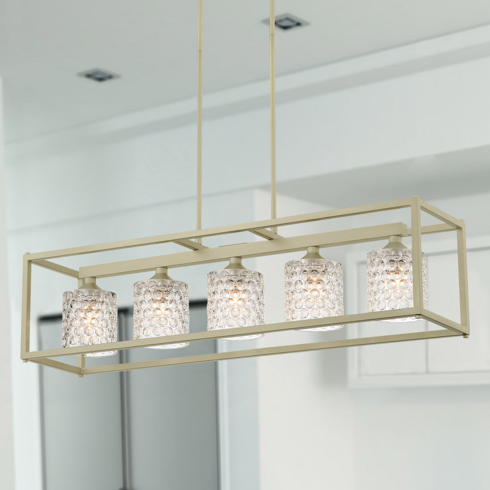 Elegant Cut Crystal Glass 5-Light Linear Pendant