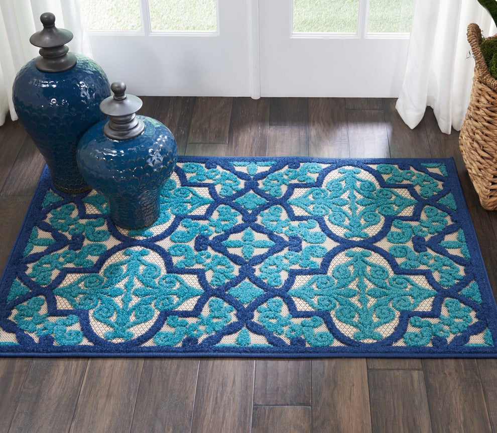 Nourison Aloha Navy Indoor/Outdoor Area Rug, 2'8"x4'