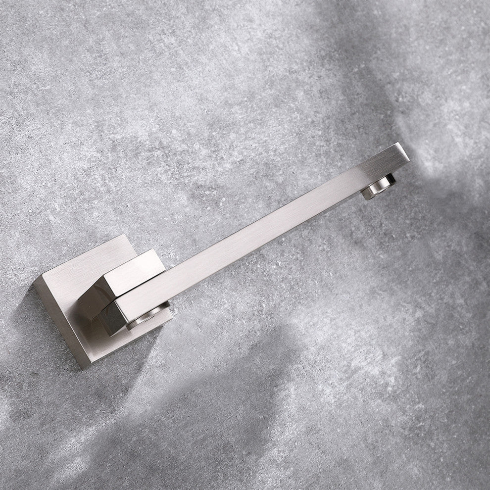 Wall Mounted Double Handle Roman Tub Faucet with Hand Shower, Brushed Nickel