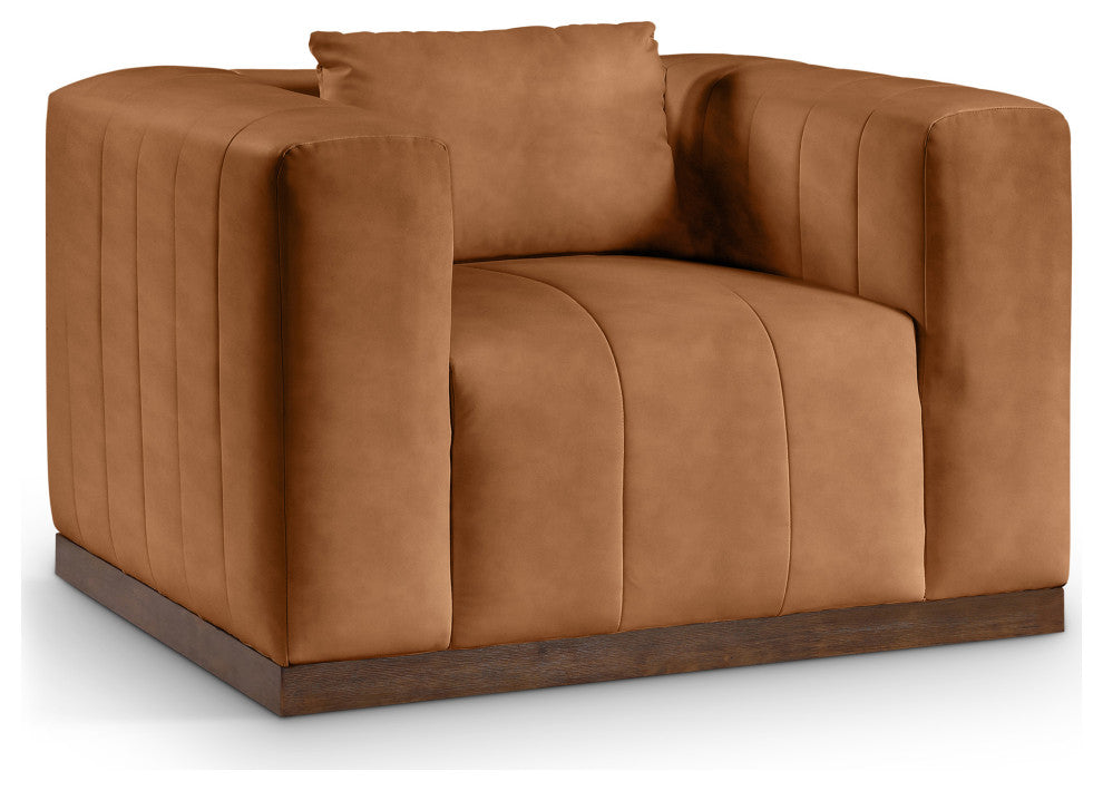 Mallina Upholstered Chair, Cognac, Vegan Leather