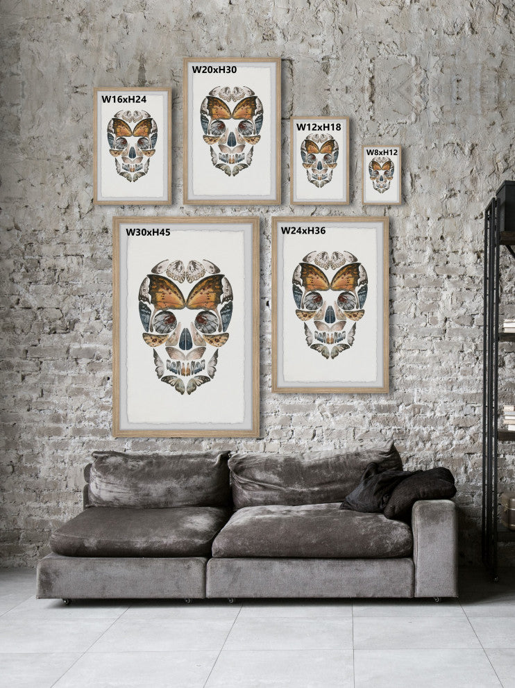 "Butterfly Skull" Framed Painting Print, 16x24