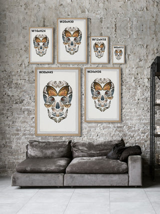 "Butterfly Skull" Framed Painting Print, 16x24