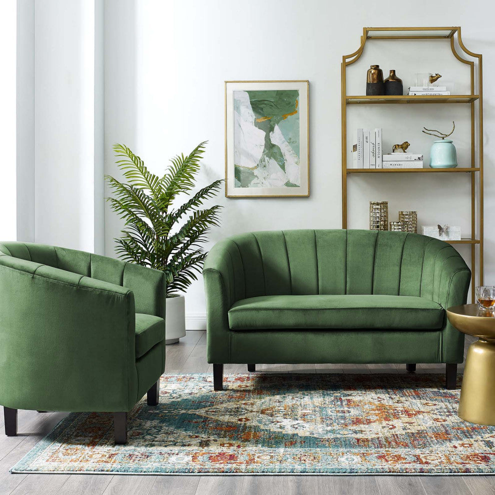 Prospect Tufted Performance Velvet Loveseat and Armchair Set EEI-4146-EME-SET