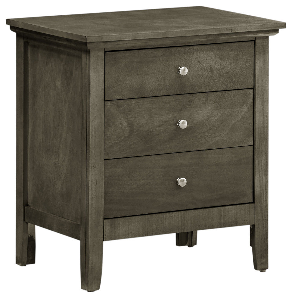 Whitley 3-Drawer Nightstand, Gray