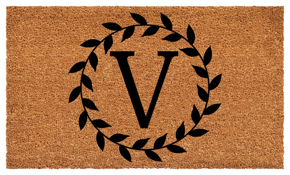 Calloway Mills Laurel Wreath Doormat, Letter V