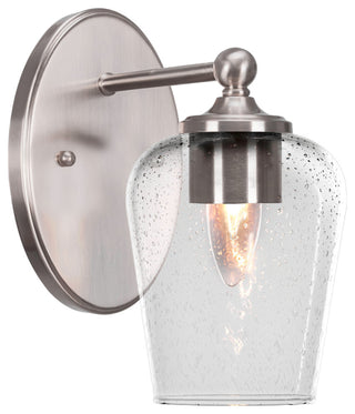 Capri 1-Light Wall Sconce, Brushed Nickel/Clear Bubble