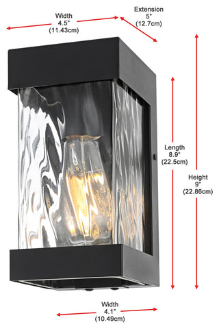 Home Living 9" Outdoor Wall Sconce, Black