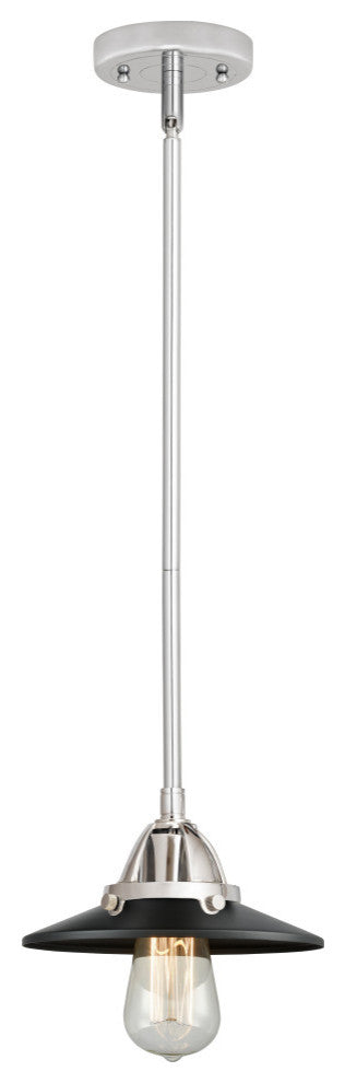 Railroad Mini Pendant, Polished Chrome, Matte Black, Matte Black