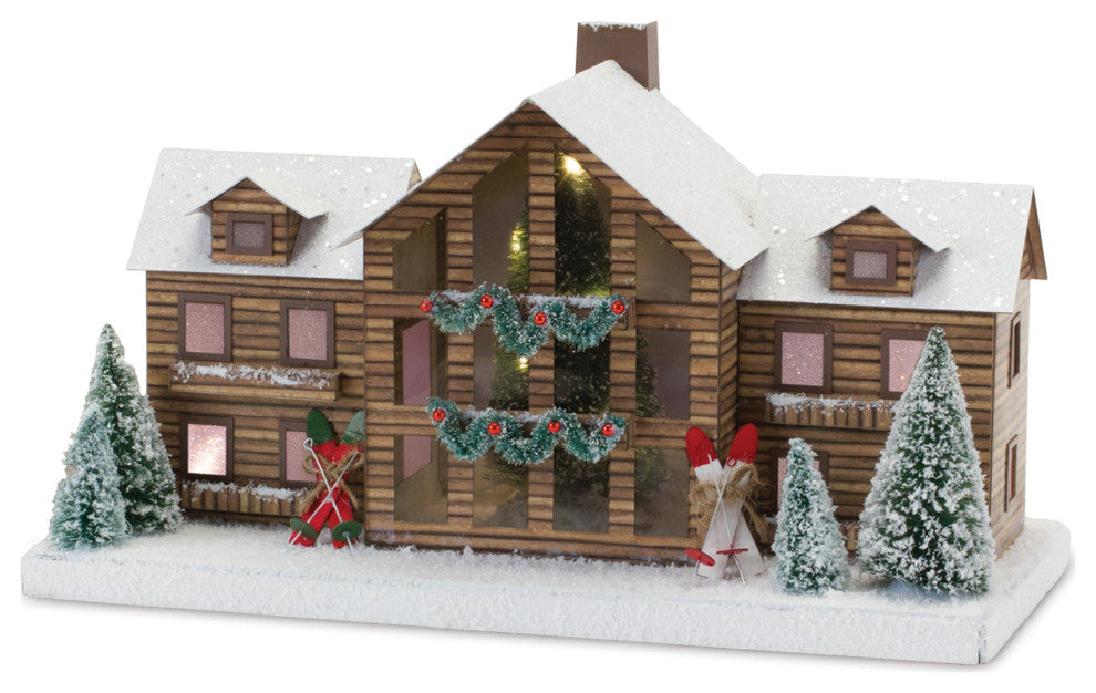Ski Lodge Lighted Display, Set of 2
