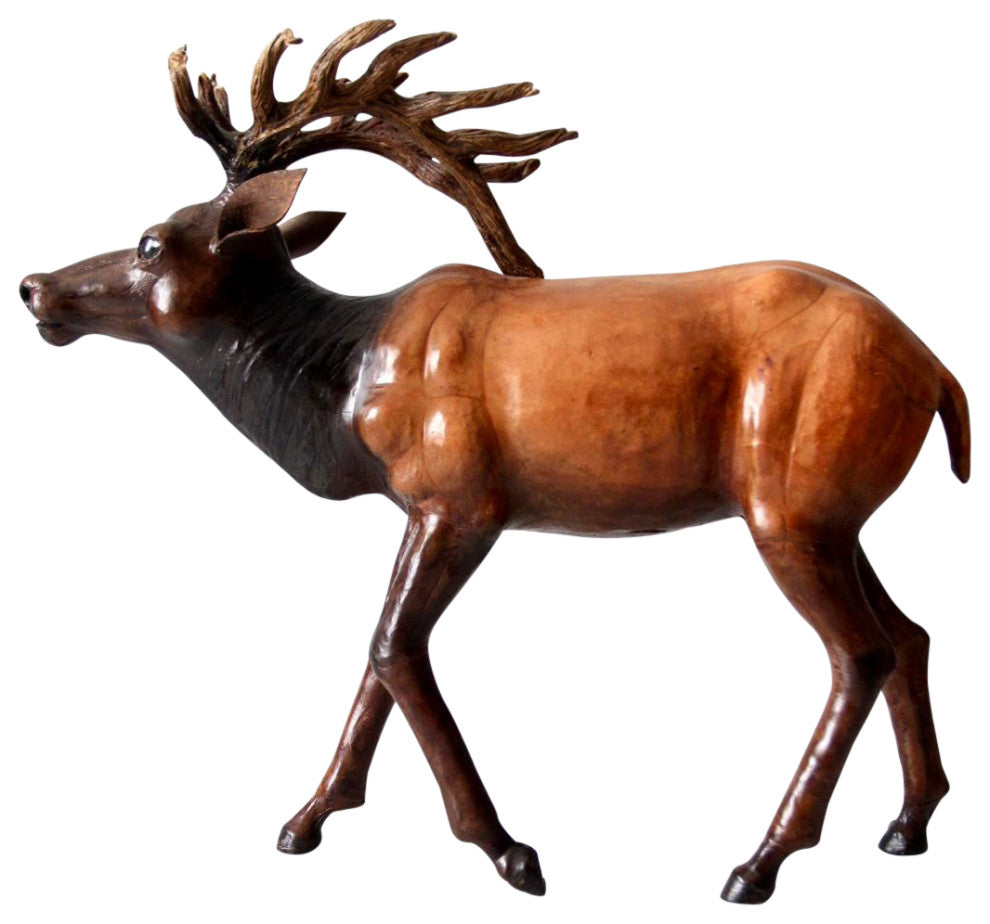 Consigned, Vintage Leather Reindeer Sculpture