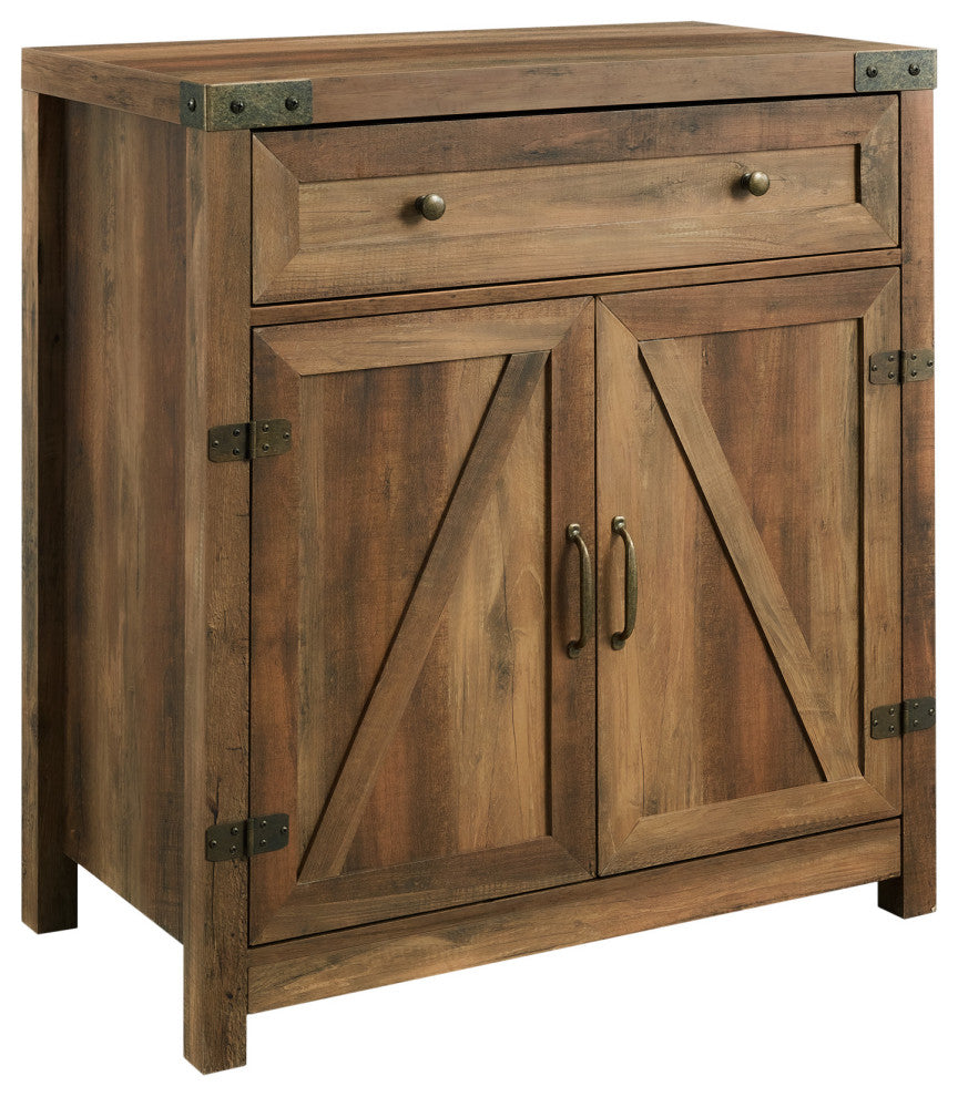 30" Farmhouse Barn Door Accent Cabinet, Reclaimed Barnwood