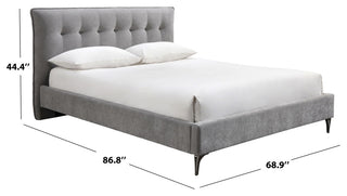 Safavieh Couture Rexsie Tufted Headboard Bed, Dark Grey/Black, Queen