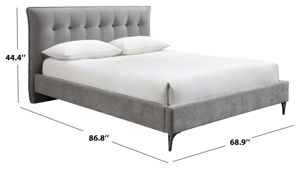 Safavieh Couture Rexsie Tufted Headboard Bed, Dark Grey/Black, Queen