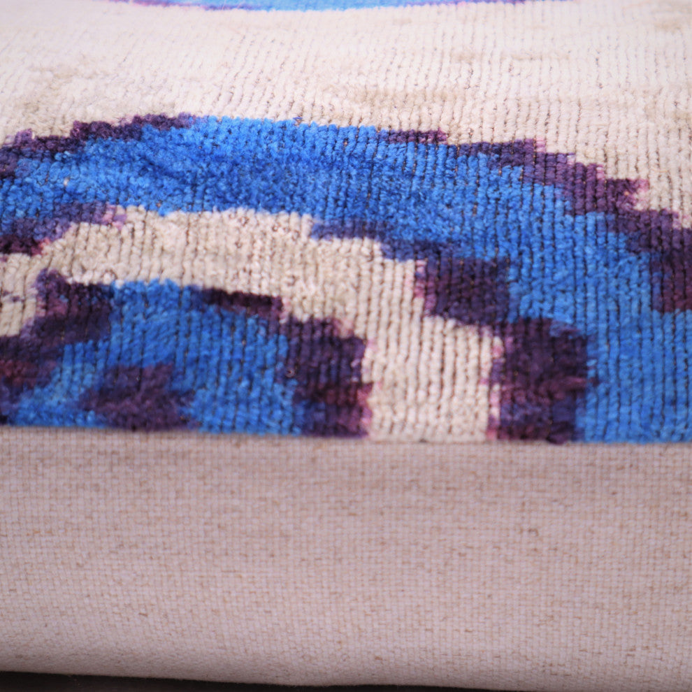 Canvello Habdmade Velvet Blue Throw Pillow with Down Insert - 16x24 in