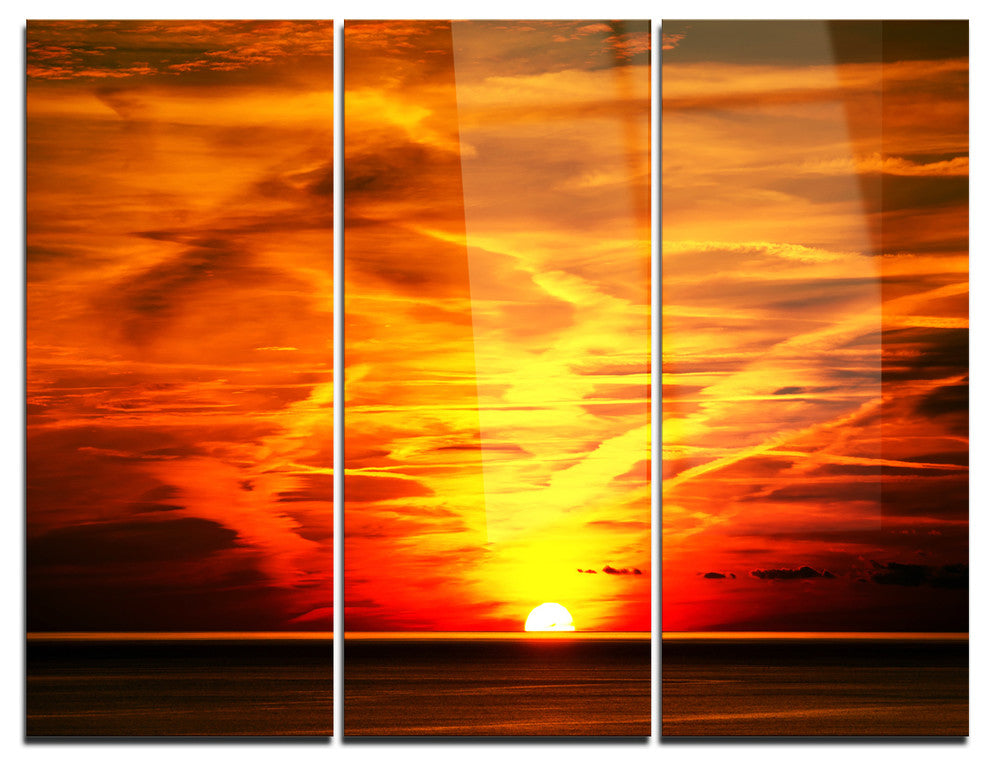 "Sunset in Liguria Italy" Photography Metal Wall Art, 3 Panels, 36"x28"
