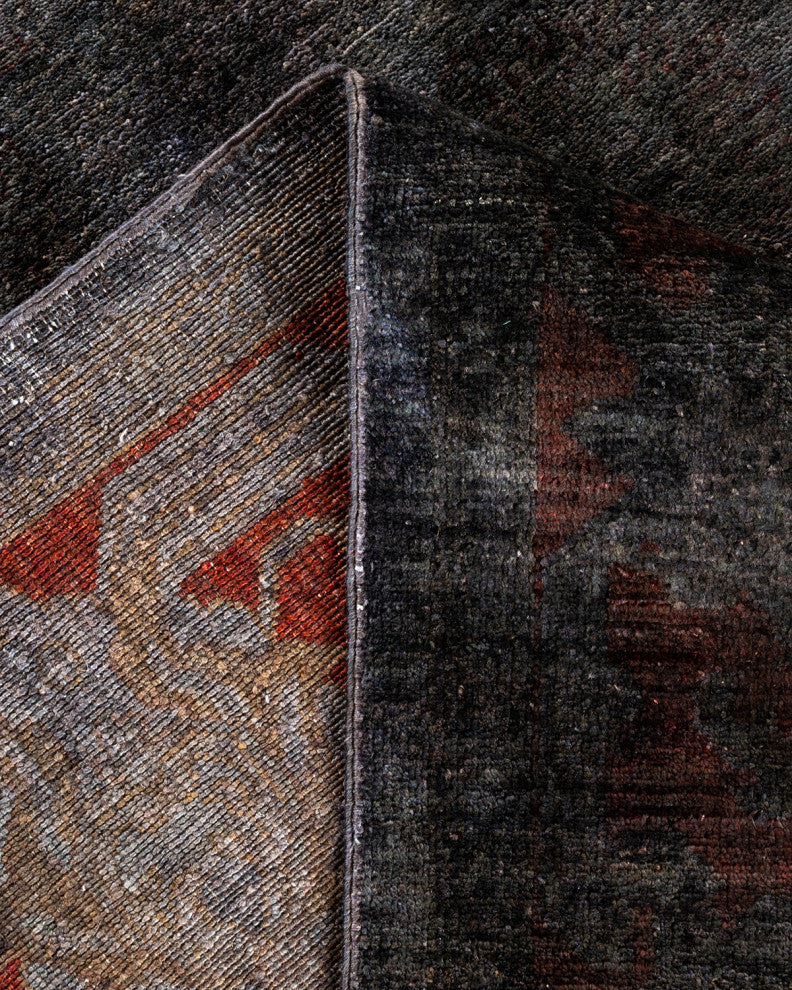 Fine Vibrance, One-of-a-Kind Hand-Knotted Area Rug Black, 6' 0" x 8' 8"