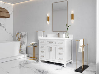 Cambridge 42 Single Sink Bath Vanity in White 2" Empira Quartz