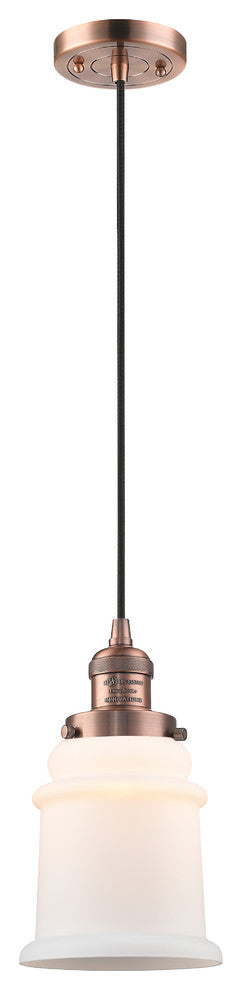 Canton 1-Light Mini Pendant, Antique Copper, Matte White