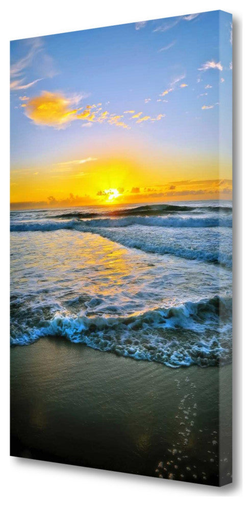 18" Beautiful and Vibrant Sunset at the Beach Giclee Wrap Canvas Wall Art