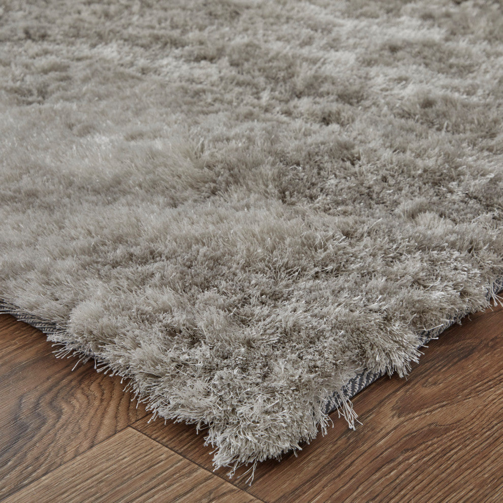 Weave & Wander Melba Plush Shag Rug, Platinum, 2'x3'4"