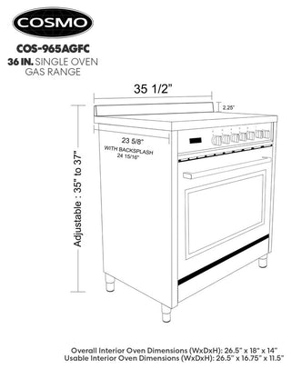 Cosmo Gas Range Pro Style Modern Stainless Steel Convection Oven