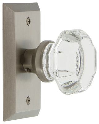 Studio Plate Passage Waldorf Door Knob, Satin Nickel