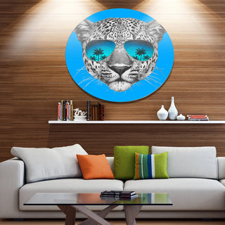 Leopard With Mirror Sunglasses, Animal Round Wall Art, 23"