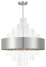 14 Light Brushed Nickel Large Pendant Chandelier